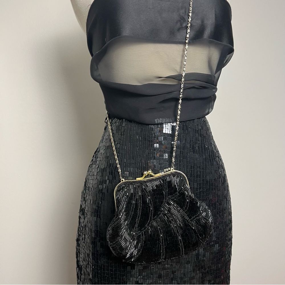 Vintage black beaded evening bag